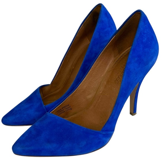 Madewell Mira Blue Suede Pointed Toe Pumps Heels Size 8.5 - Picture 2 of 10